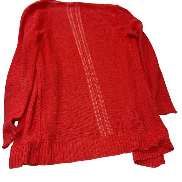 Eileen Fisher Coral Red Linen Open Front Knit Cardigan Size XS - Picture 2 of 6